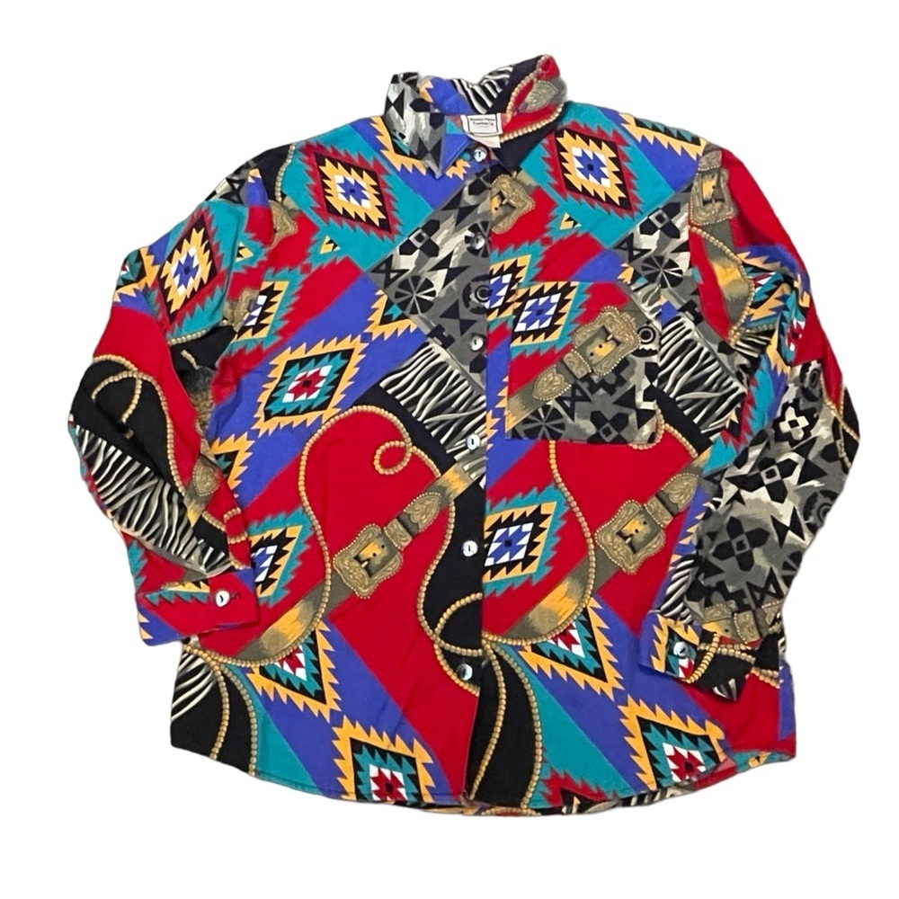 Western Plains Trading Co vintage western and equestrian themed button up size M